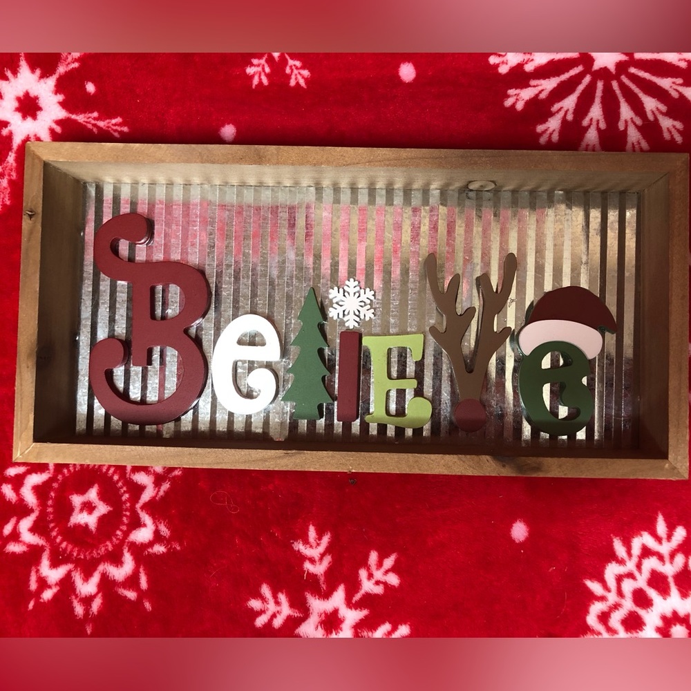Happy Holidays Metal Believe Sign